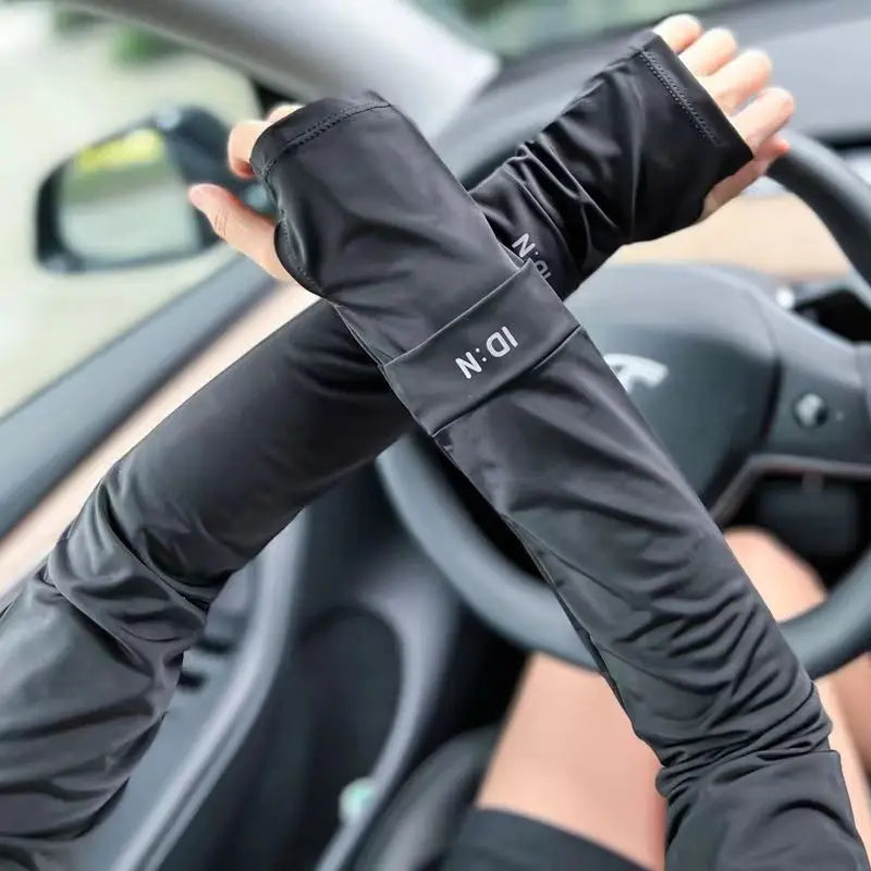 UV Solar Arm Sleeves Summer Ice Silk Elastic Arm Cover Woman Men Cycling Fingerless Gloves Cool Muff Driving Anti-Sunburn Sleeve by Trendy Only Store