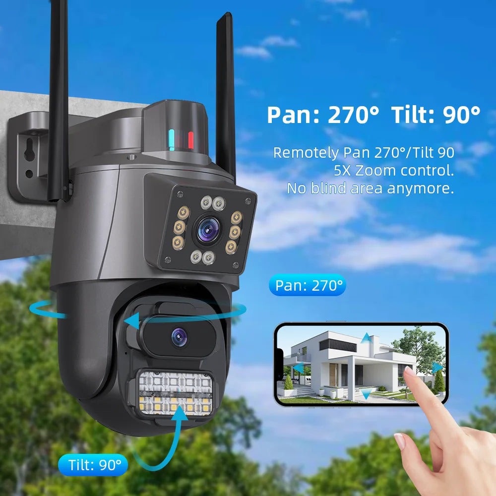 Surveillance/Security 4K 8MP PTZ WiFi Camera with Dual Screen Color Night Vision by GJB PRODUCTS
