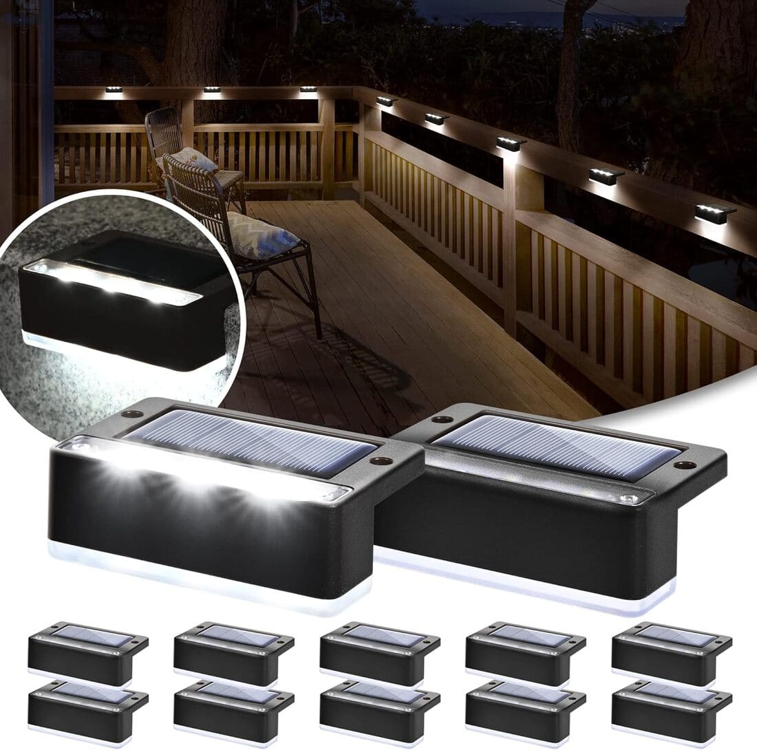 Horizontal Updated Black Solar Deck Lights- Sets: 4,8,12,16 by Solpex