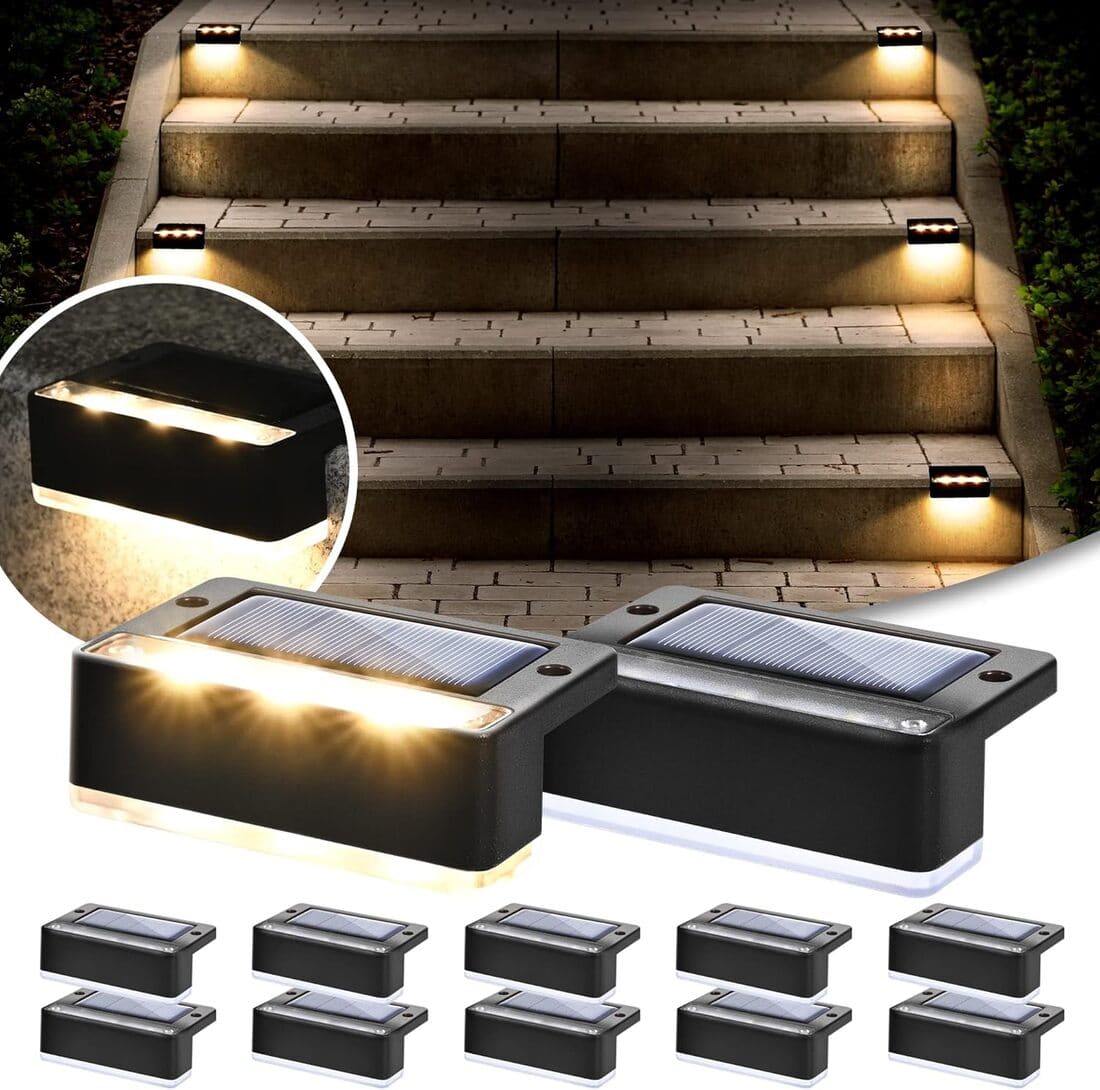 Horizontal Updated Black Solar Deck Lights- Sets: 4,8,12,16 by Solpex