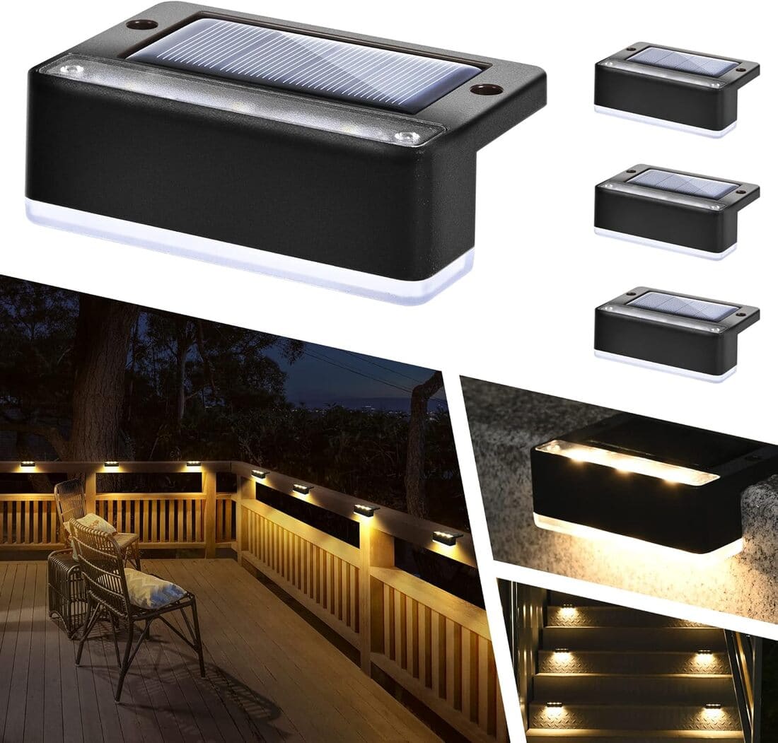 Horizontal Updated Black Solar Deck Lights- Sets: 4,8,12,16 by Solpex