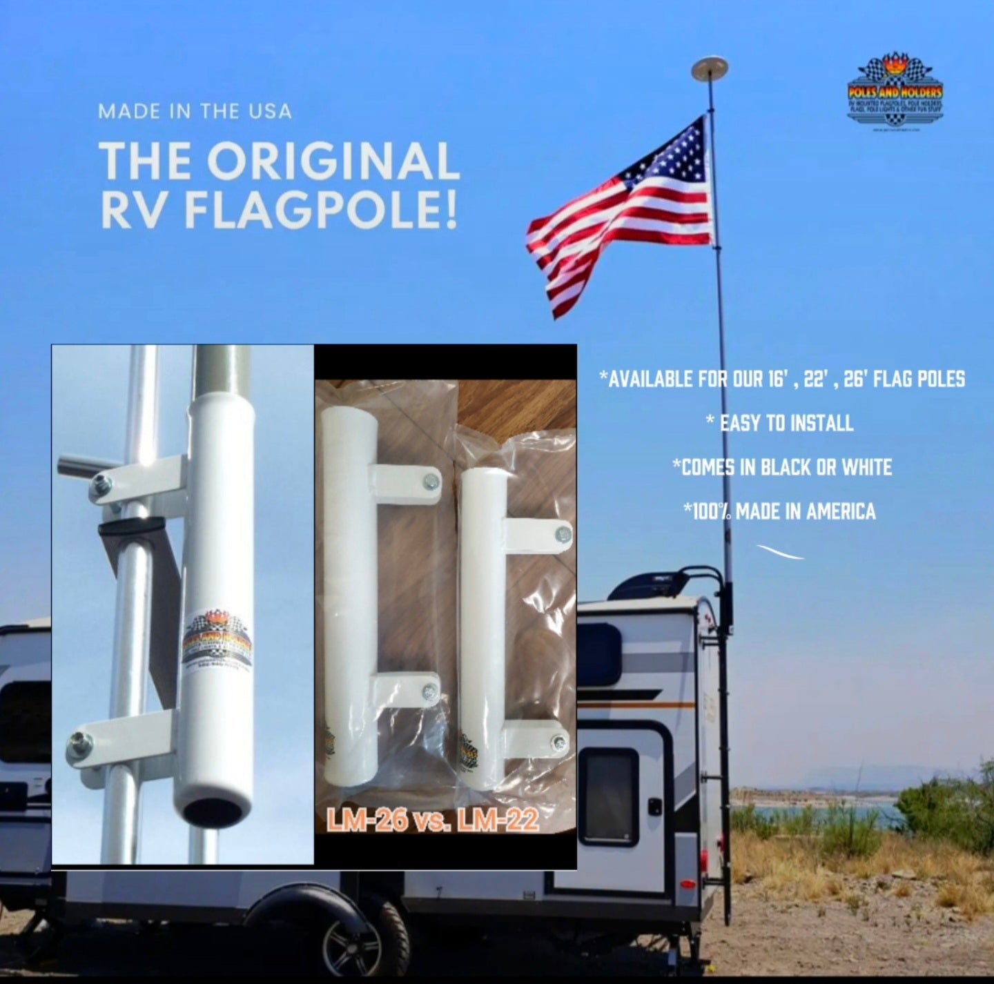 RV Flagpole Kit – Telescoping Pole + Ladder Mount | Poles and Holders by Poles and Holders
