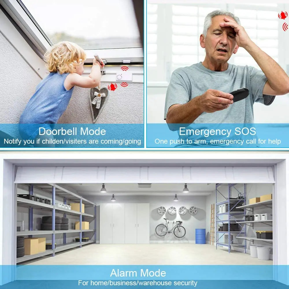 Home Security Wireless Door or Window Alarm Sensor System with Remote, Anti Lost Vibration Warning Alarm by GJB PRODUCTS