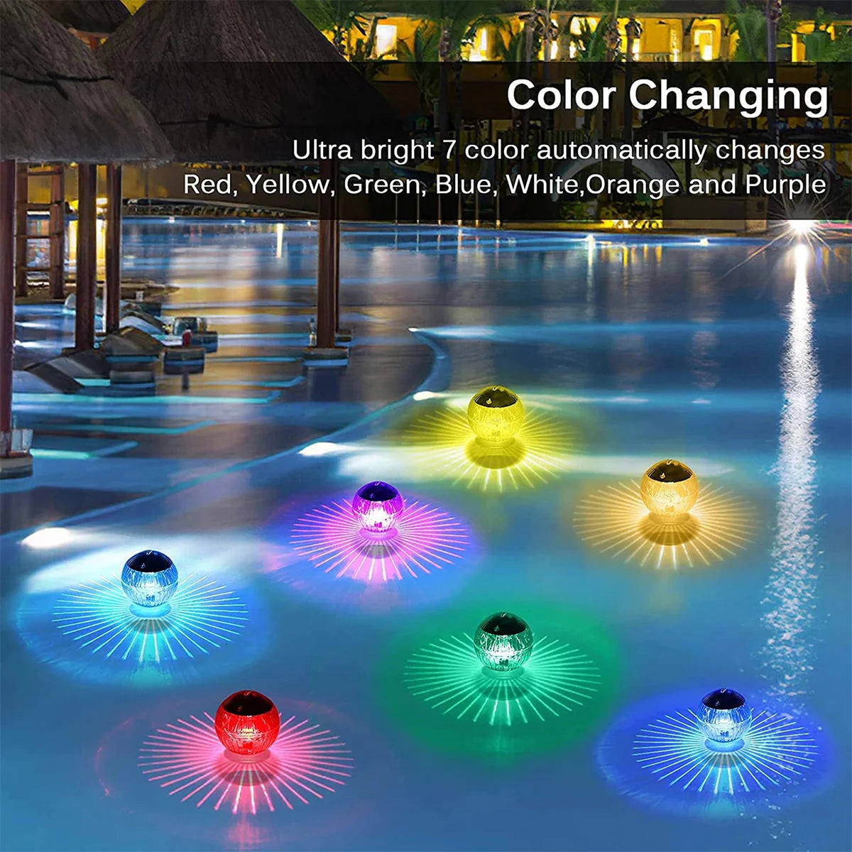 Led Solar Powered Disco Colored Floating Pool Ball Lamps by GJB PRODUCTS