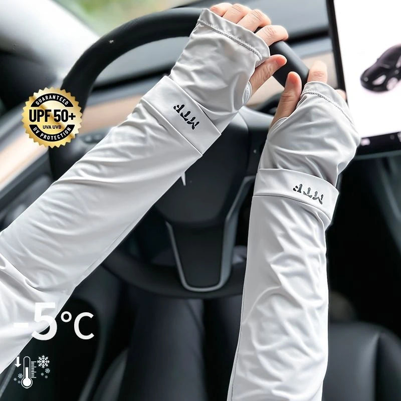 UV Solar Arm Sleeves Summer Ice Silk Elastic Arm Cover Woman Men Cycling Fingerless Gloves Cool Muff Driving Anti-Sunburn Sleeve by Trendy Only Store