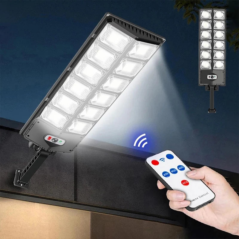 Super Bright Outdoor Street Solar Lamp with Extra Wide Light & Motion Sensor by GJB PRODUCTS