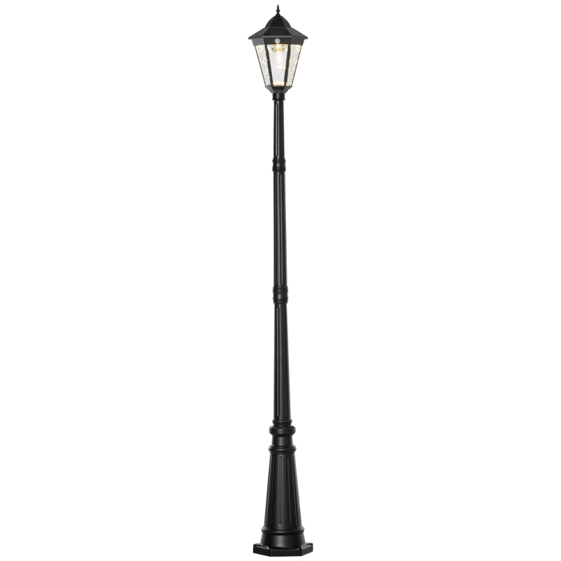 Outsunny 92.5" Outdoor Lamp Post Light, Solar-Powered Streetlight, w/ Clear Glass, Black by Dropsure