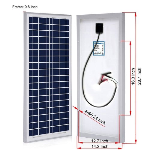 ACOPOWER: 35 Watt 12 Volt Polycrystalline Solar Panel - GJB PRODUCTS