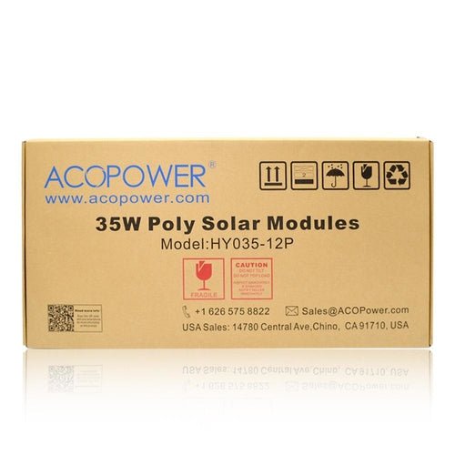 ACOPOWER: 35 Watt 12 Volt Polycrystalline Solar Panel - GJB PRODUCTS