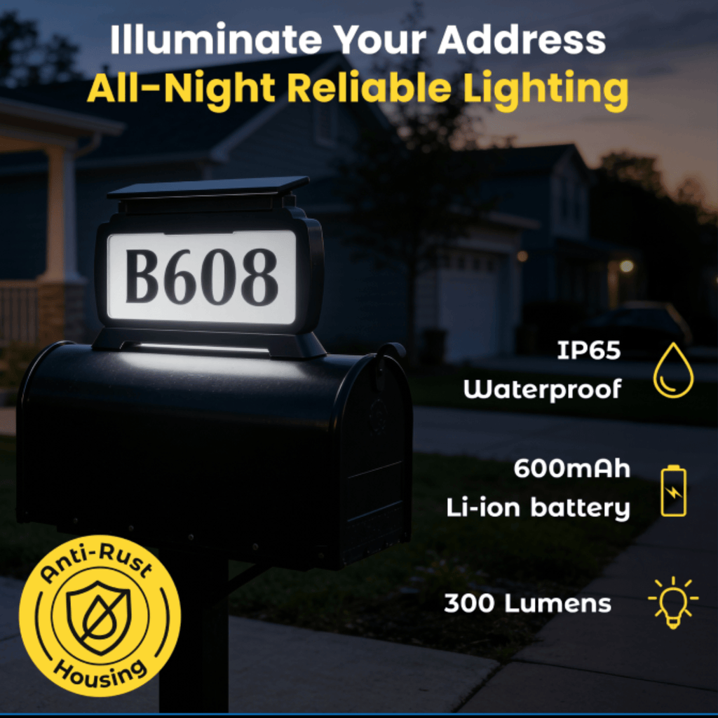 Address Sign House Number Solar Powered BICSSL - 11 - GJB PRODUCTS