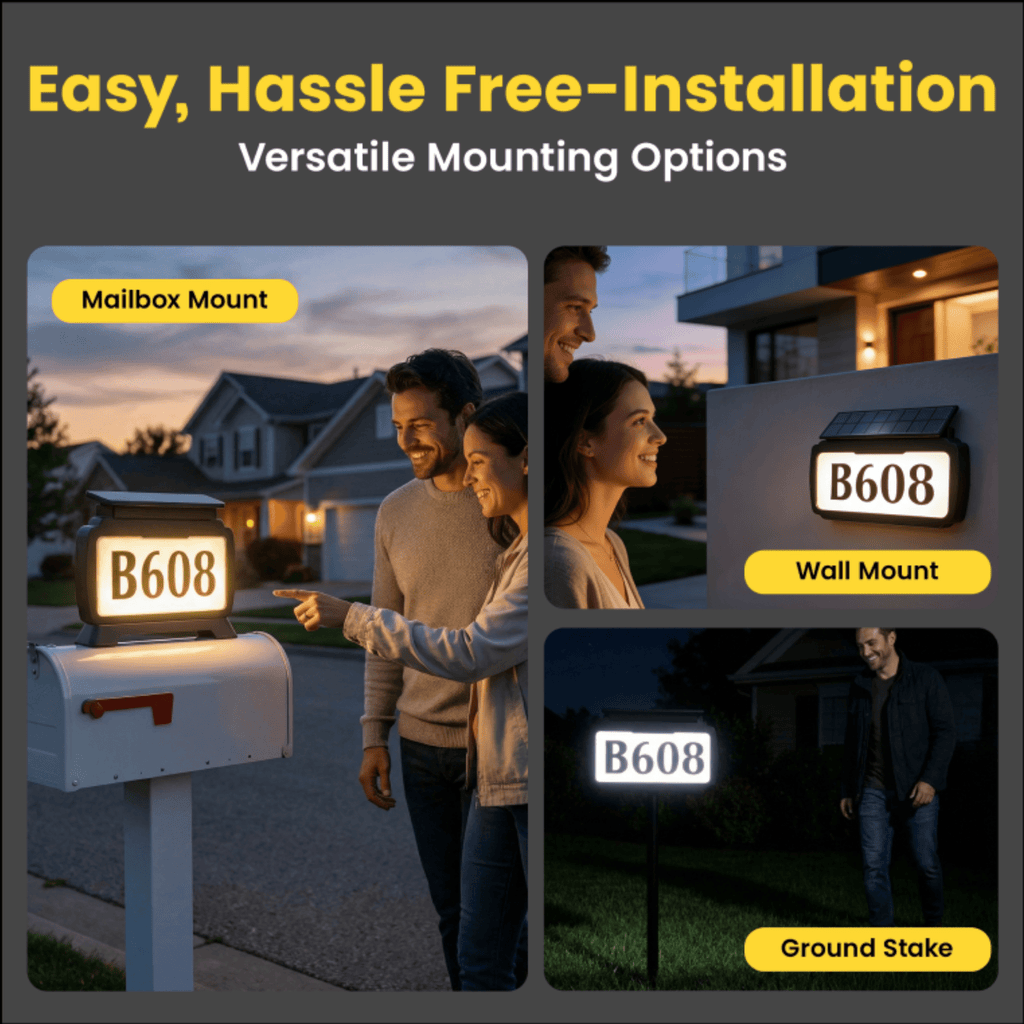 Address Sign House Number Solar Powered BICSSL - 11 - GJB PRODUCTS