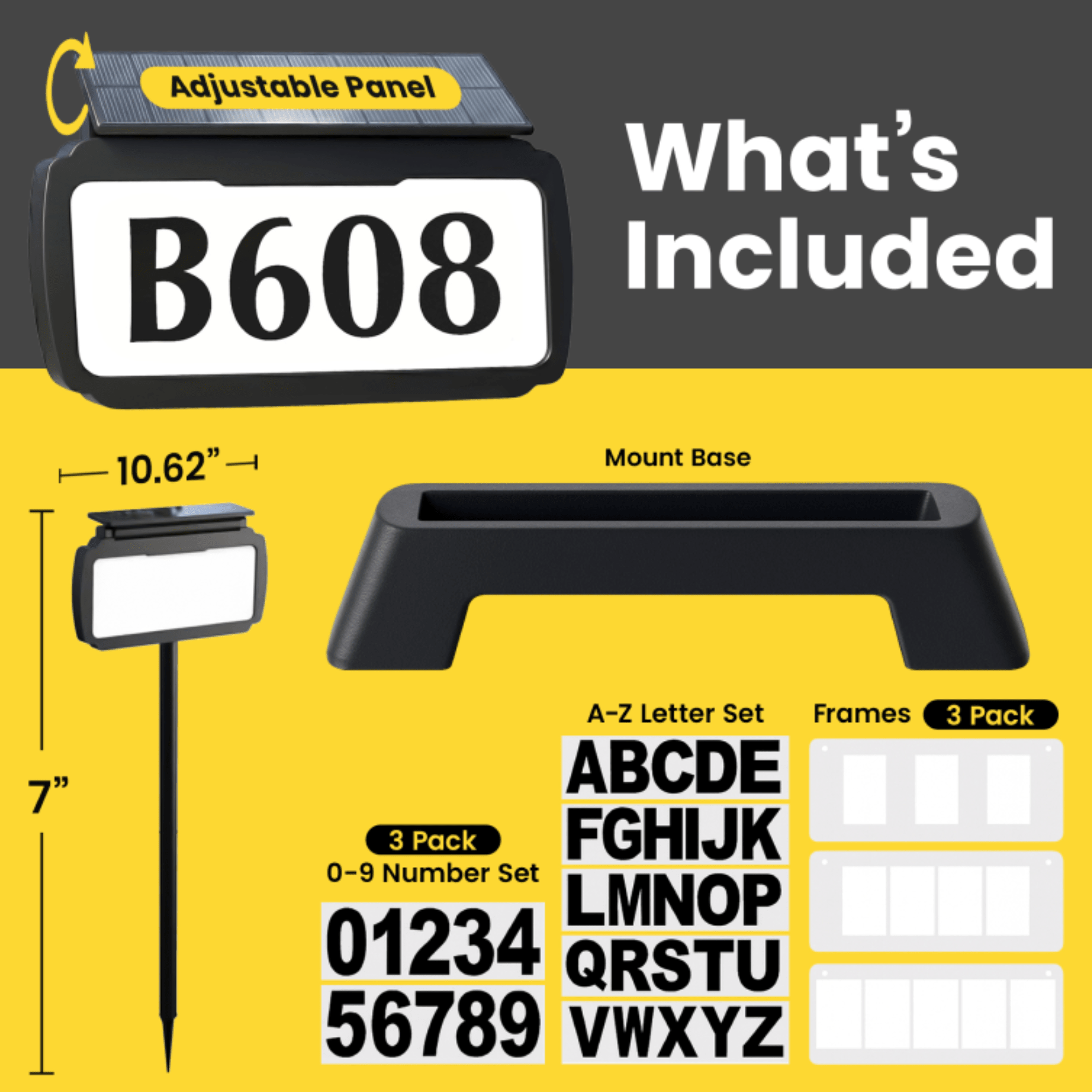 Address Sign House Number Solar Powered BICSSL - 11 - GJB PRODUCTS