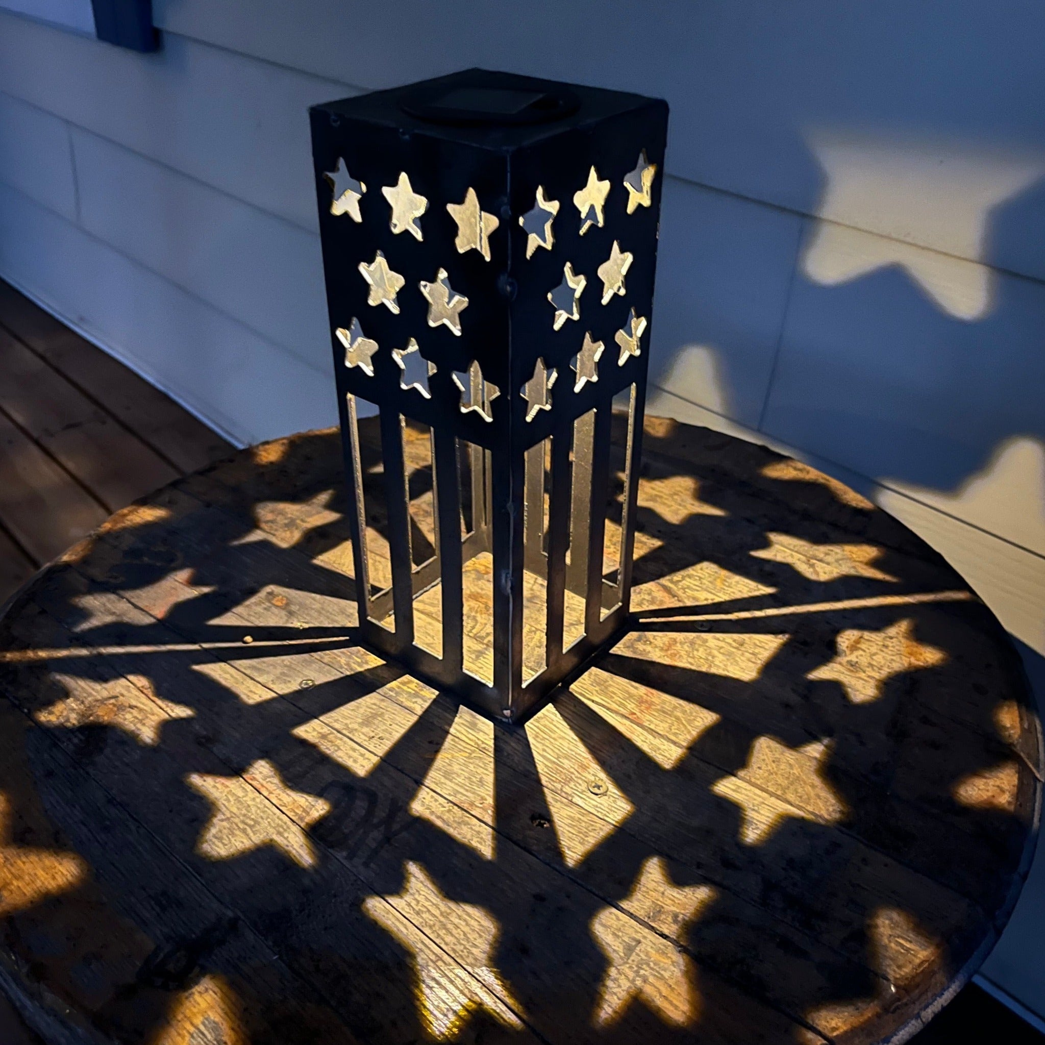 Patriotic USA Flag Steel Solar Luminary Lantern | 10.5 in. by Northern Forge, LLC
