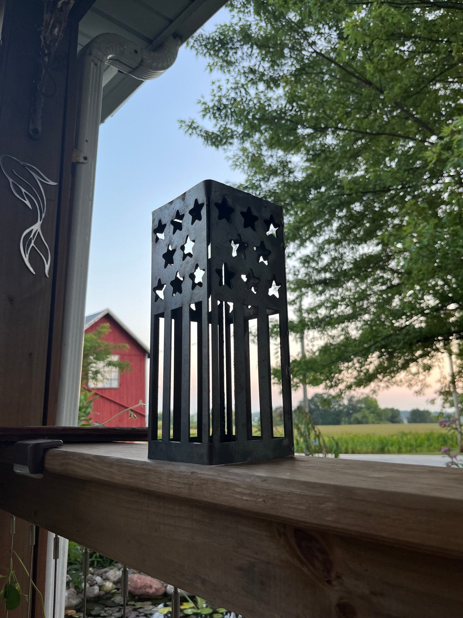 Patriotic USA Flag Steel Solar Luminary Lantern | 10.5 in. by Northern Forge, LLC