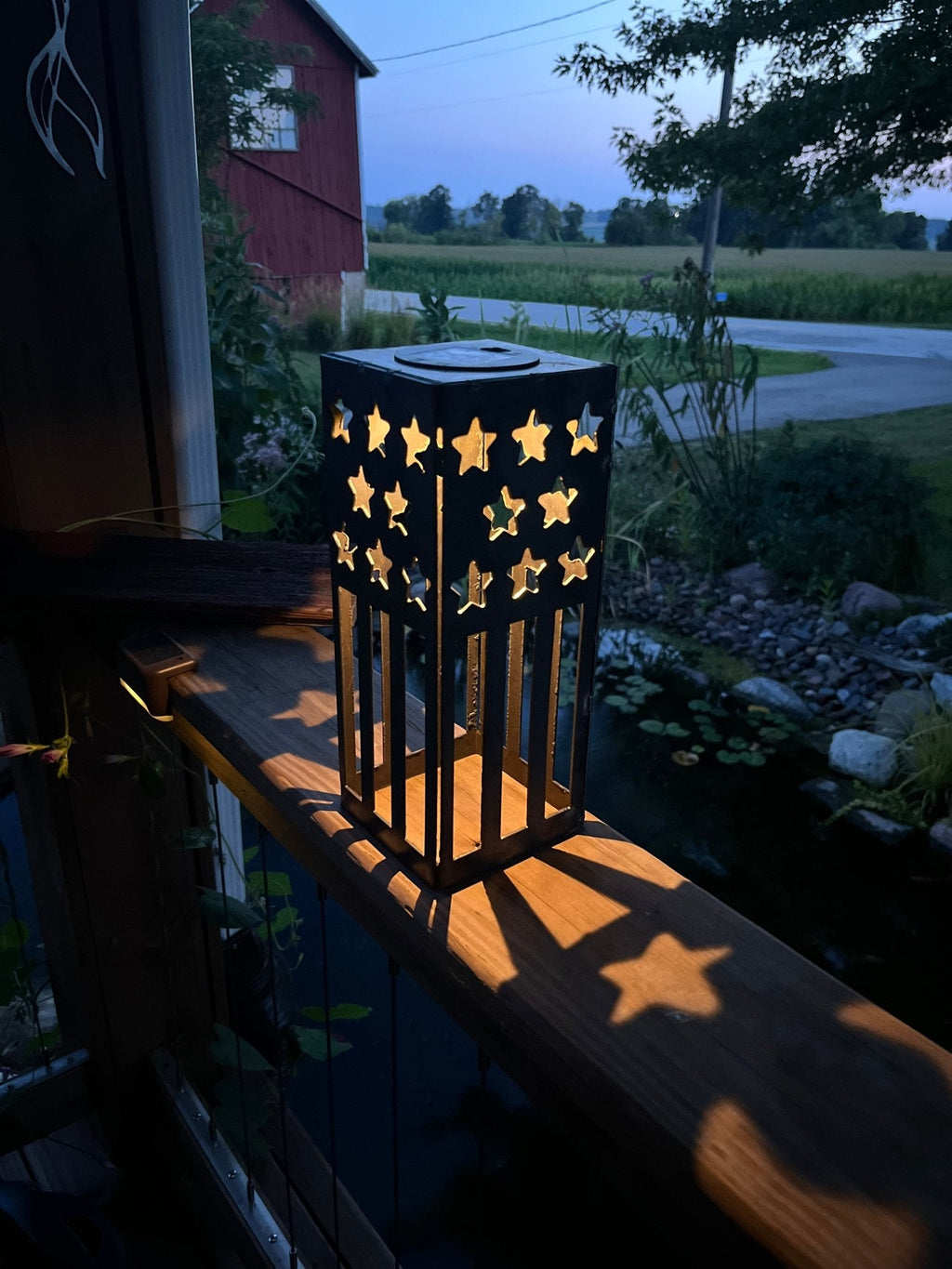 Patriotic USA Flag Steel Solar Luminary Lantern | 10.5 in. by Northern Forge, LLC
