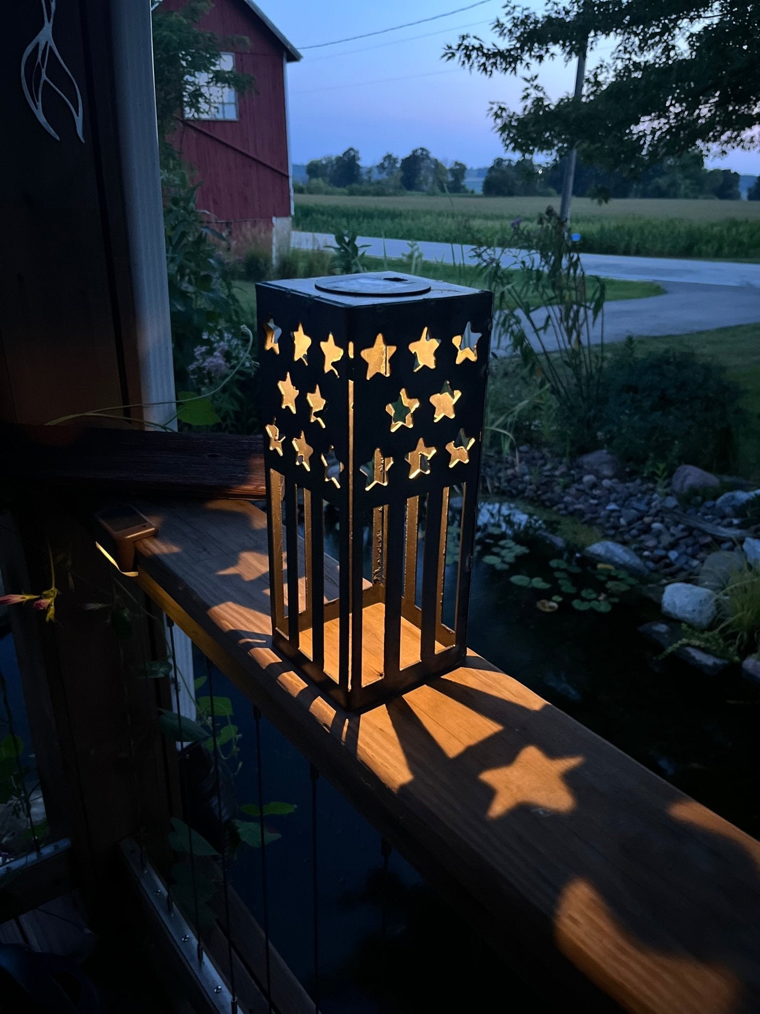 Patriotic USA Flag Steel Solar Luminary Lantern | 10.5 in. by Northern Forge, LLC