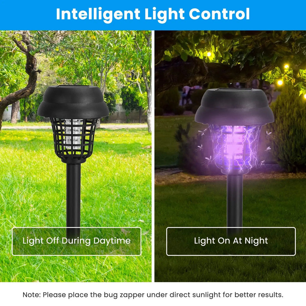 Anker: 4 - Pk Solar Powered Mosquito Zapper with Dual Purple UV & White LED Modes, 532V Electric Shock, Auto On Off, 800 mAh Rechargeable Battery, Waterproof Torch For Yard, - GJB PRODUCTS