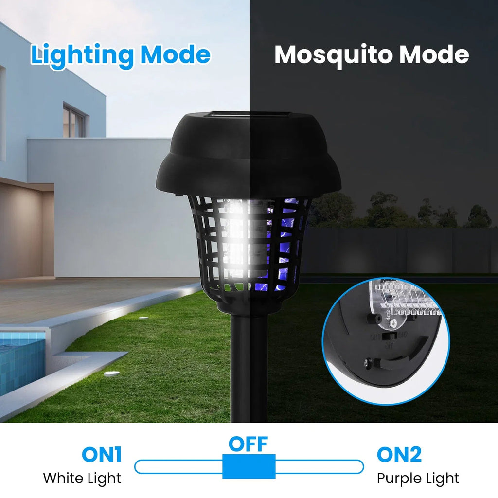 Anker: 4 - Pk Solar Powered Mosquito Zapper with Dual Purple UV & White LED Modes, 532V Electric Shock, Auto On Off, 800 mAh Rechargeable Battery, Waterproof Torch For Yard, - GJB PRODUCTS