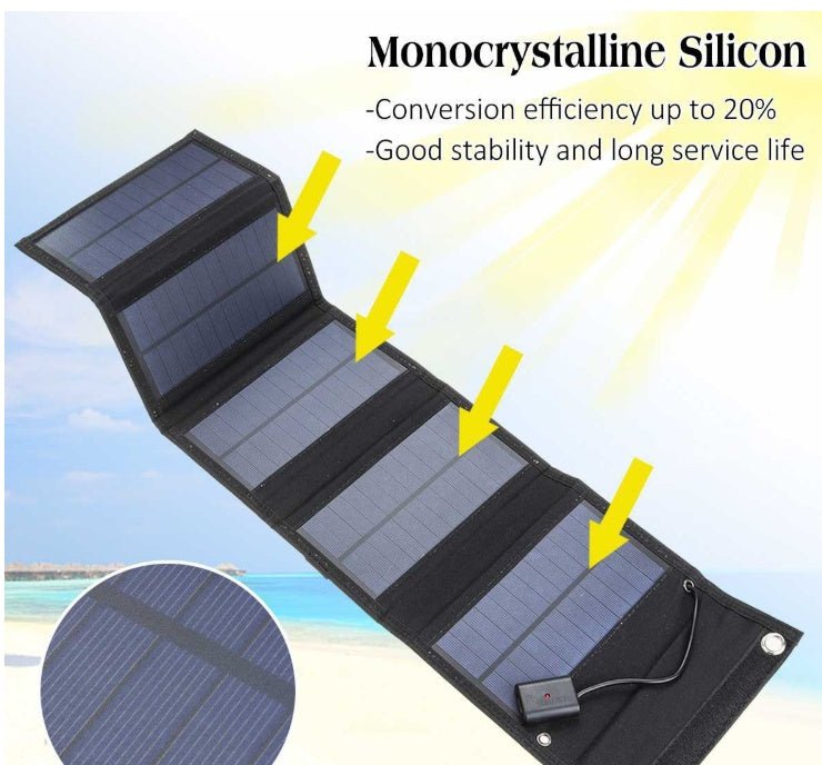 AXTQH: Single Crystal 25W 5V Folding Solar Panel - GJB PRODUCTS