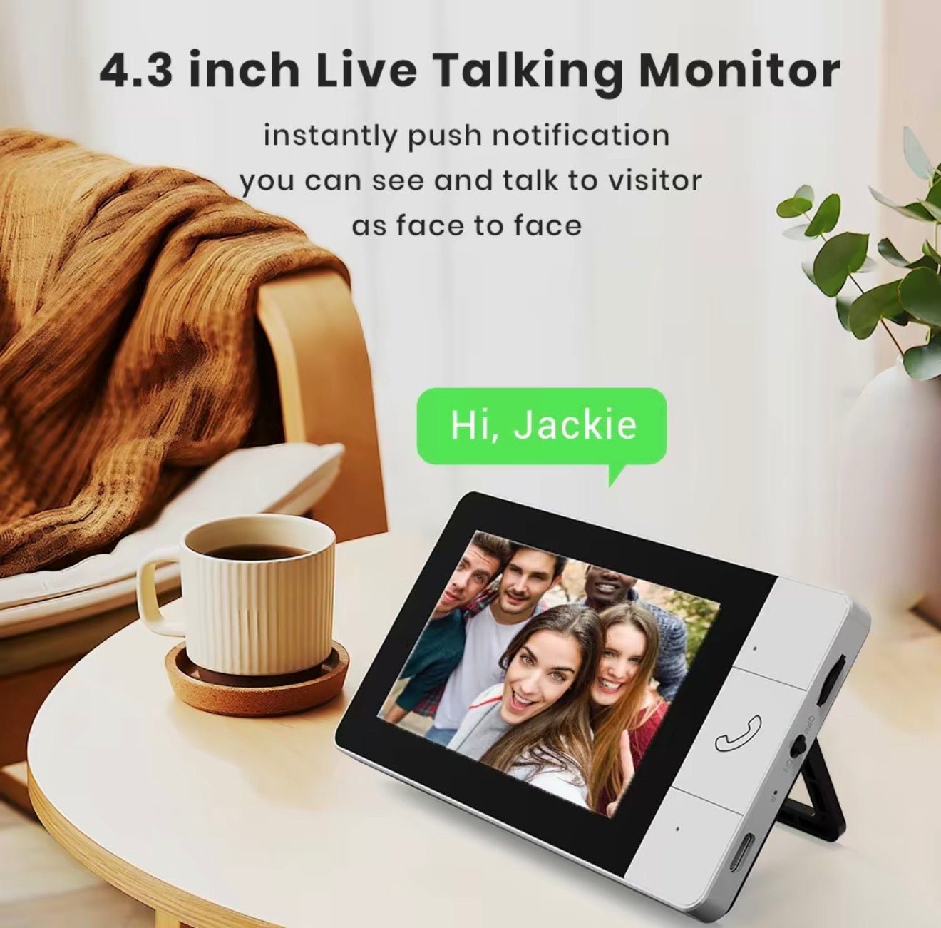 BellCam: DoorBell Video Camera and Pairing Monitor with 2 - Way Face to Face Constant Monitoring - Waterproof & Rechargeable w/ Automatic Screen on/off for Power Saving - GJB PRODUCTS