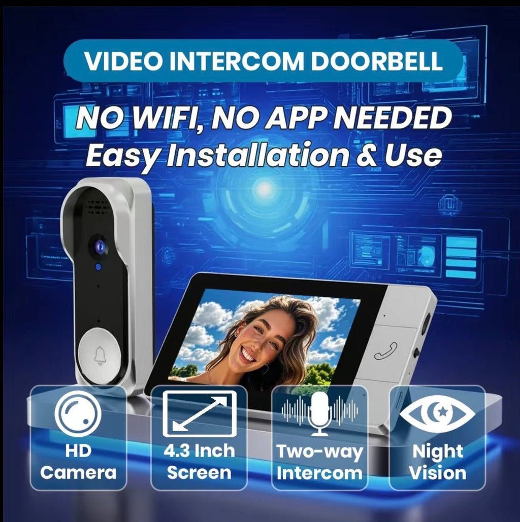 BellCam: DoorBell Video Camera and Pairing Monitor with 2 - Way Face to Face Constant Monitoring - Waterproof & Rechargeable w/ Automatic Screen on/off for Power Saving - GJB PRODUCTS