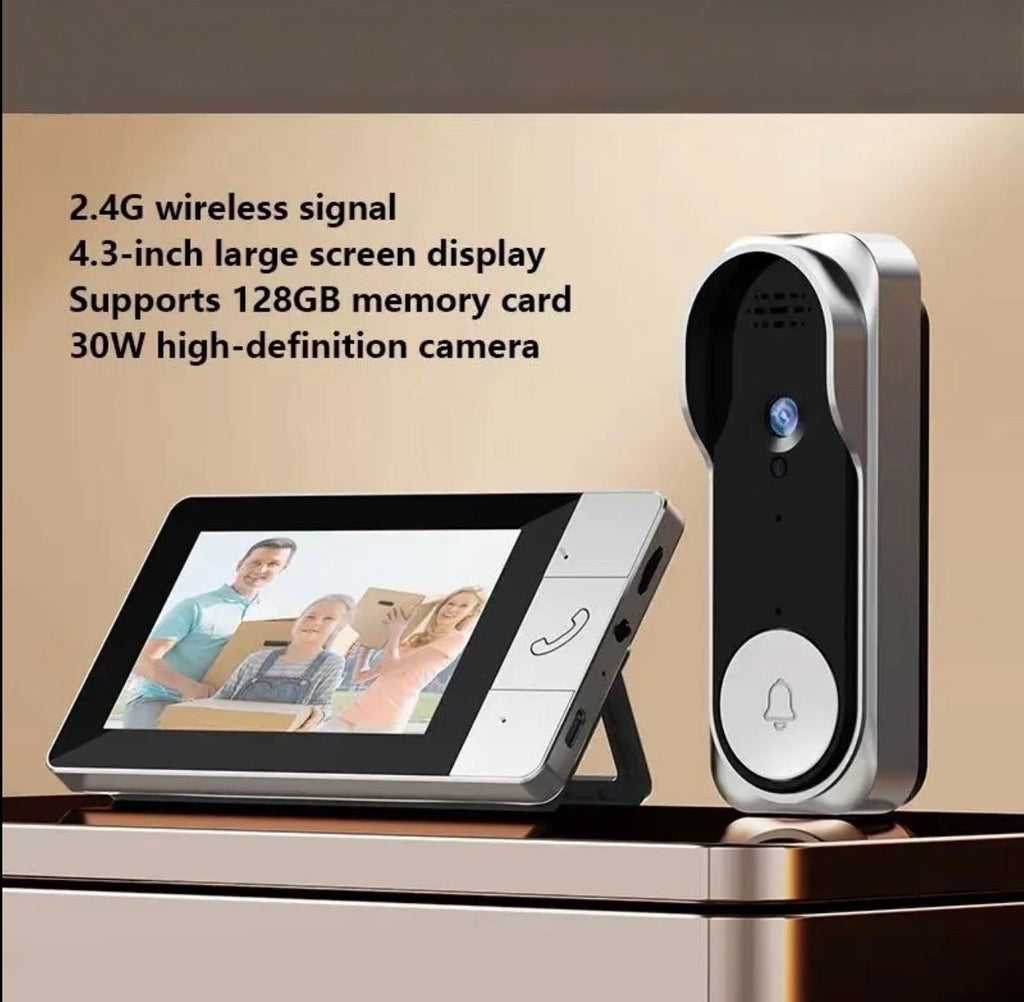 BellCam: DoorBell Video Camera and Pairing Monitor with 2 - Way Face to Face Constant Monitoring - Waterproof & Rechargeable w/ Automatic Screen on/off for Power Saving - GJB PRODUCTS