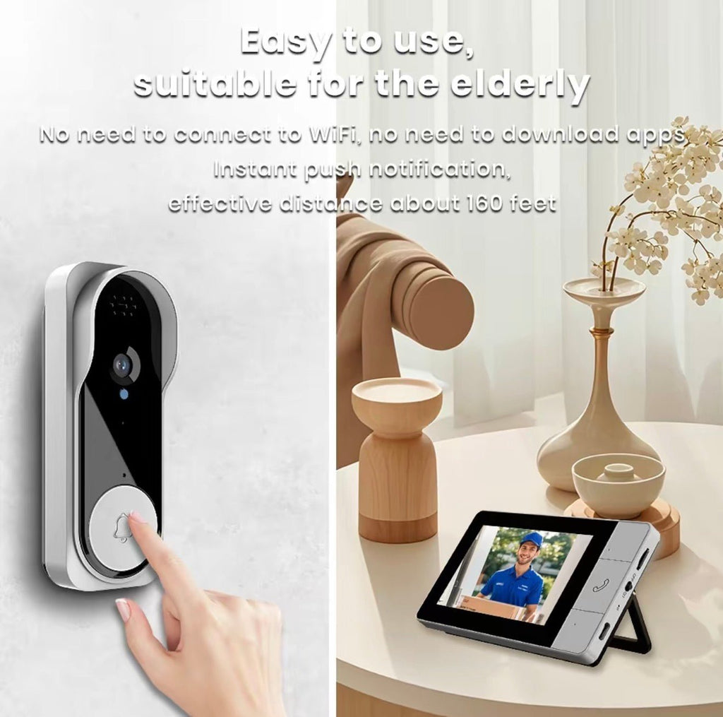BellCam: DoorBell Video Camera and Pairing Monitor with 2 - Way Face to Face Constant Monitoring - Waterproof & Rechargeable w/ Automatic Screen on/off for Power Saving - GJB PRODUCTS