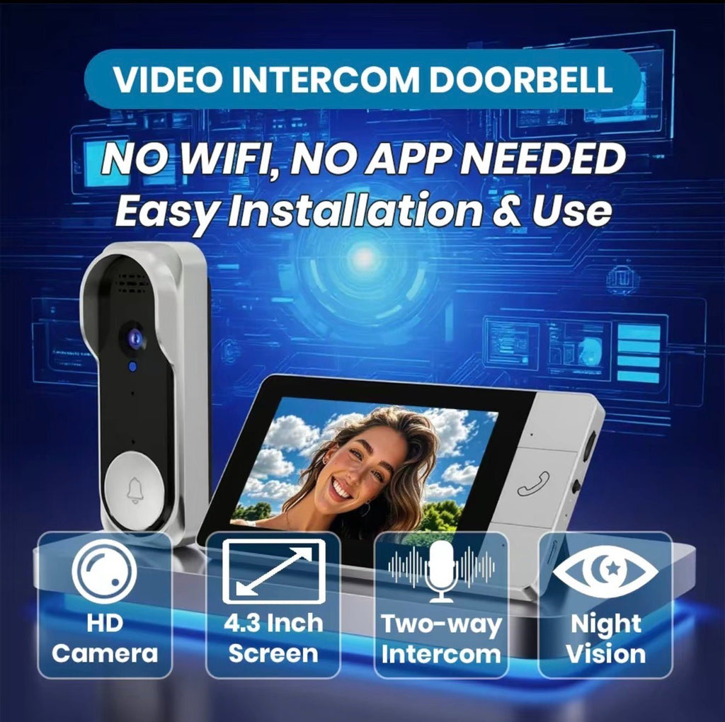 BellCam: DoorBell Video Camera and Pairing Monitor with 2 - Way Face to Face Constant Monitoring - Waterproof & Rechargeable w/ Automatic Screen on/off for Power Saving - GJB PRODUCTS