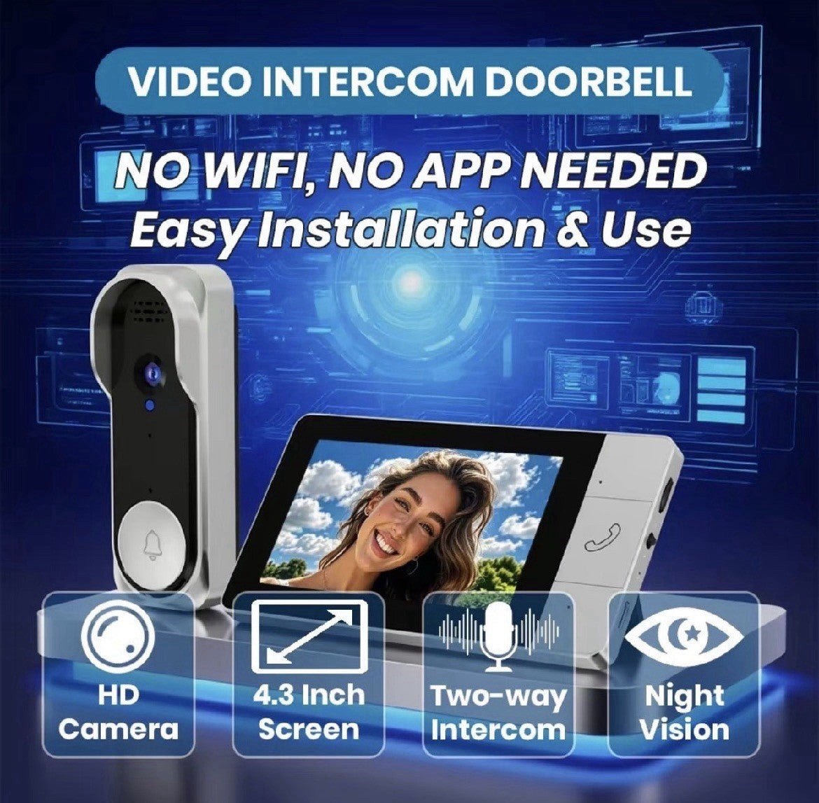 BellCam: Video/Doorbell Camera•4.3” Screen•No WiFi-No App•Easy Installation - GJB PRODUCTS