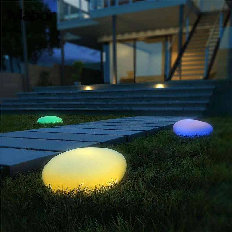 Blisome: Indoor & Outdoor Solar 12”Cobblestone LED Light(80Lm) with Remote - GJB PRODUCTS