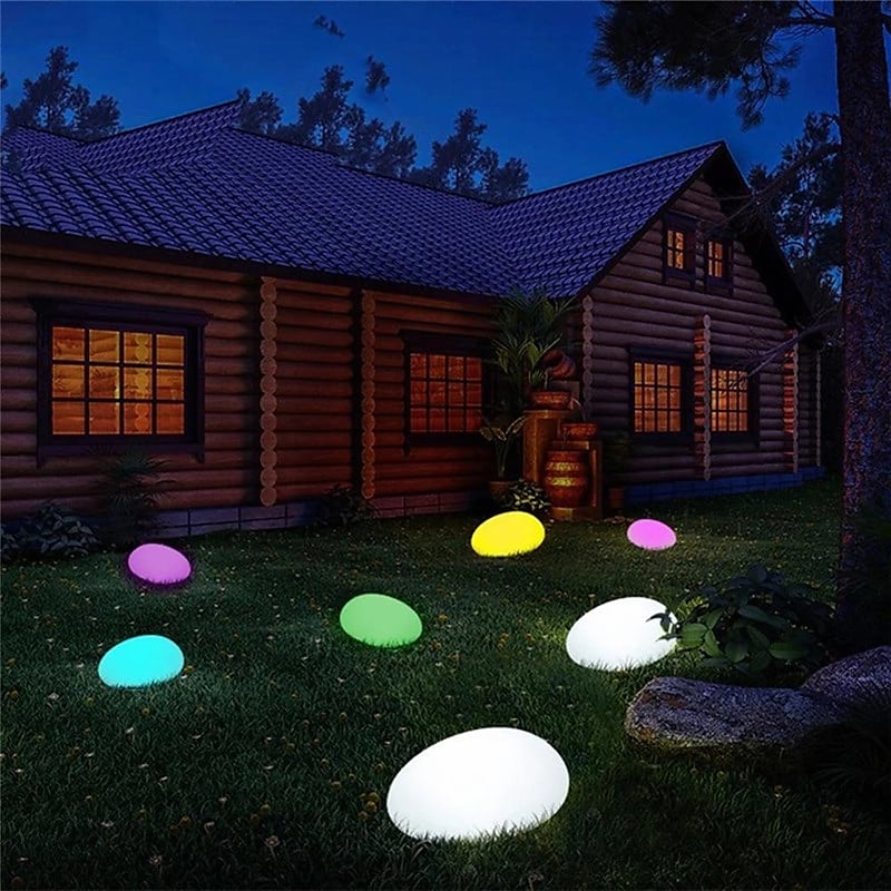 Blisome: Indoor & Outdoor Solar 12”Cobblestone LED Light(80Lm) with Remote - GJB PRODUCTS