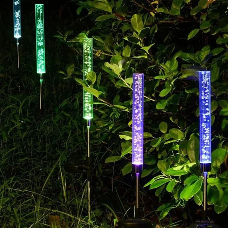 4/2/1PCS Solar Garden Lights Outdoor Solar Tube Lights Solar Acrylic Bubble Light Waterproof RGB Color Changing LED Solar Lights by Dropsure