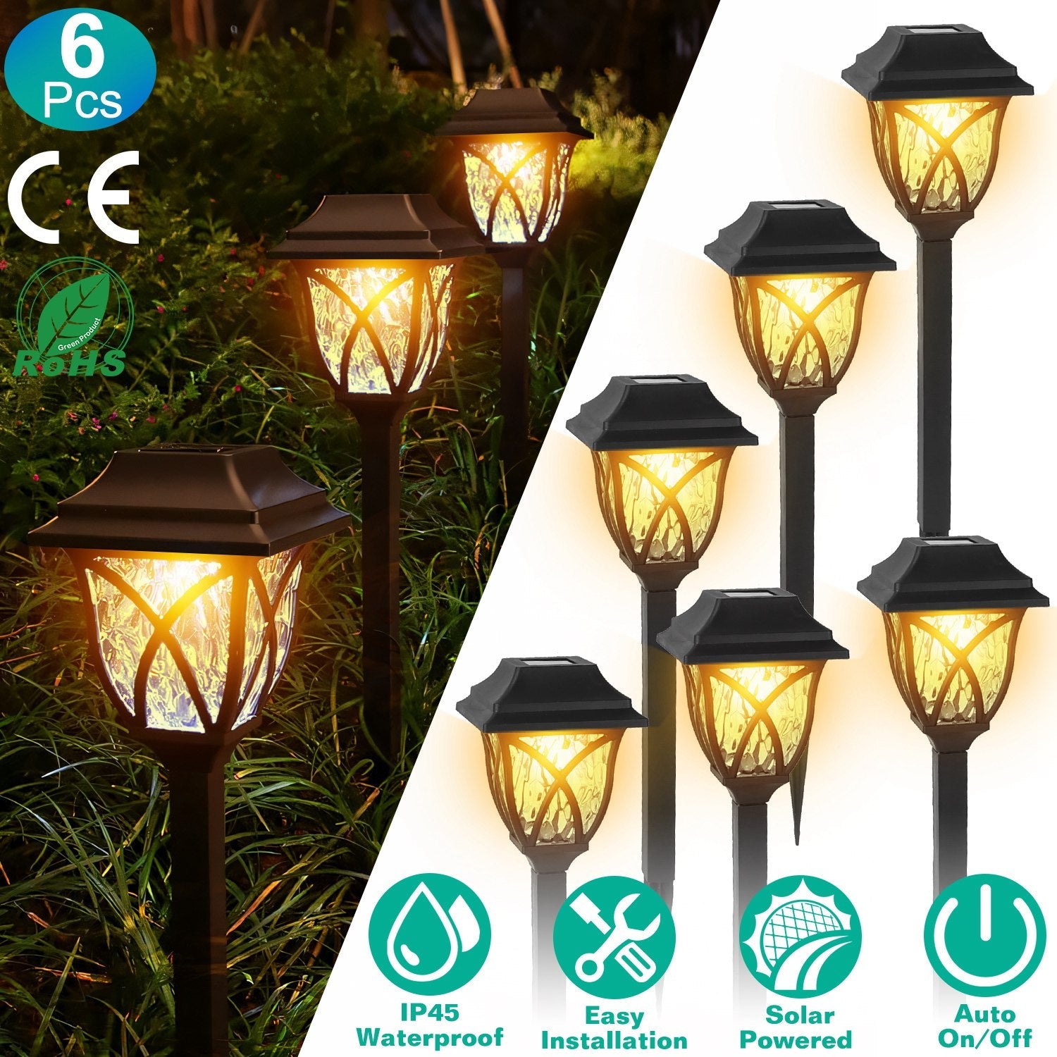 Cubilan: 6Pk DC 2V Solar Powered Decorative Stake Lights - GJB PRODUCTS