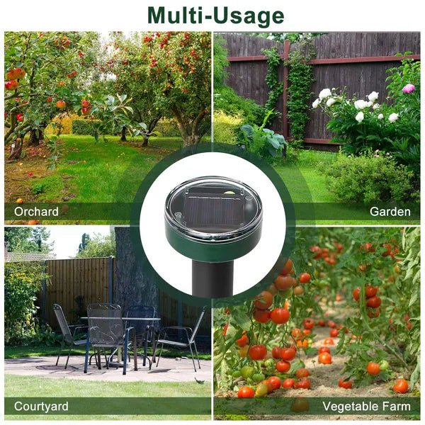 dbjjj: 4Pcs Solar Powered Mole/Gopher/Chipmunk Ultra - Sonic Stake Repellent•Cover 323sq.ft•400 - 1000 Hertz Buzzer Vibration - GJB PRODUCTS