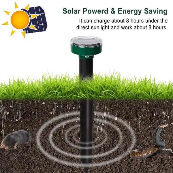 dbjjj: 4Pcs Solar Powered Mole/Gopher/Chipmunk Ultra - Sonic Stake Repellent•Cover 323sq.ft•400 - 1000 Hertz Buzzer Vibration - GJB PRODUCTS
