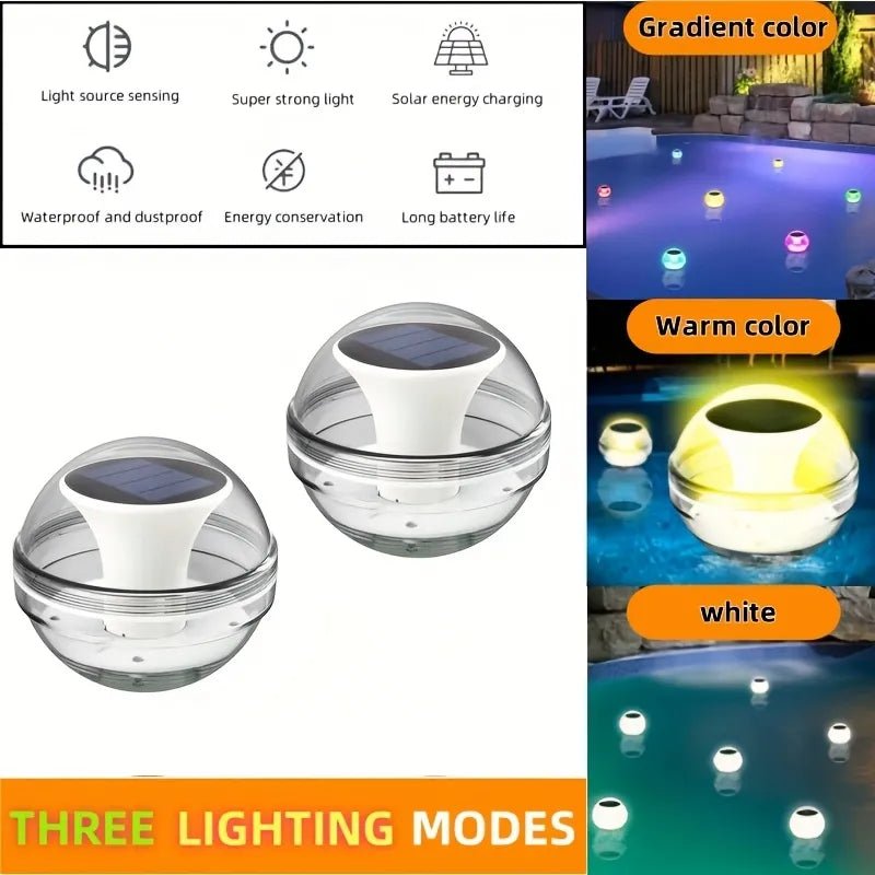 DBjjjus: Multi - Colored Changing Solar Powered Floating Swimming Pool LED Glow Globe Lights - Built - In Light Sensor/ 12Hr Charge Time/ IPX7 Waterproof/ Rechargeable - GJB PRODUCTS
