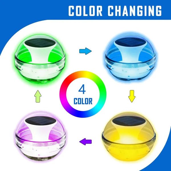 DBjjjus: Multi - Colored Changing Solar Powered Floating Swimming Pool LED Glow Globe Lights - Built - In Light Sensor/ 12Hr Charge Time/ IPX7 Waterproof/ Rechargeable - GJB PRODUCTS