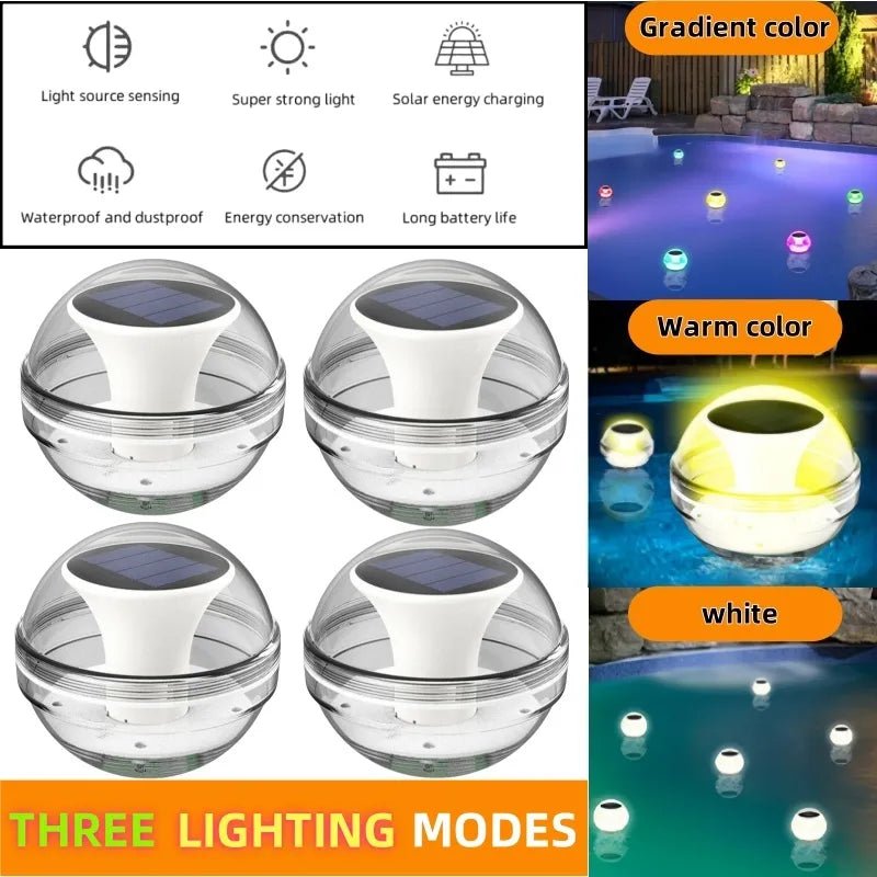 DBjjjus: Multi - Colored Changing Solar Powered Floating Swimming Pool LED Glow Globe Lights - Built - In Light Sensor/ 12Hr Charge Time/ IPX7 Waterproof/ Rechargeable - GJB PRODUCTS