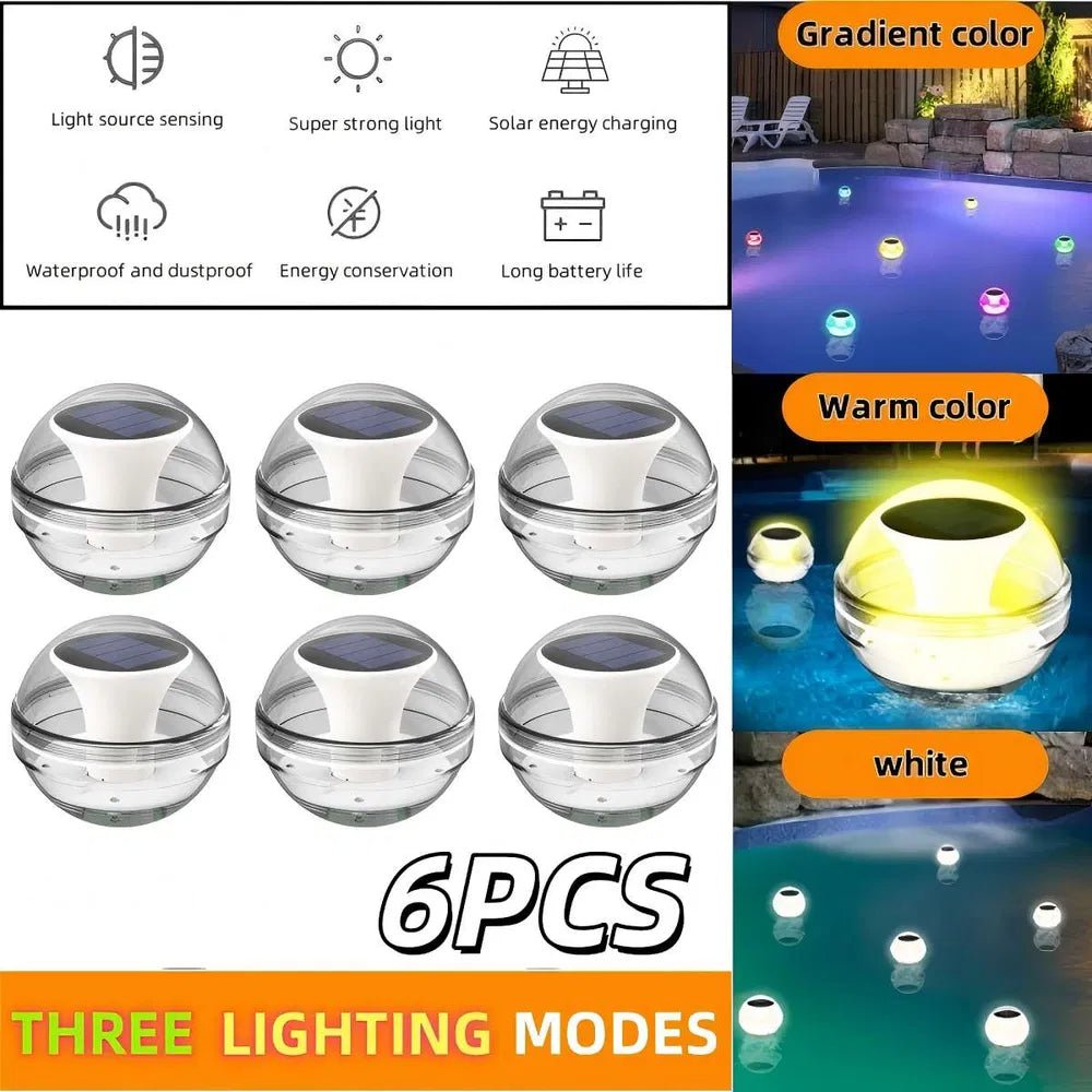 DBjjjus: Multi - Colored Changing Solar Powered Floating Swimming Pool LED Glow Globe Lights - Built - In Light Sensor/ 12Hr Charge Time/ IPX7 Waterproof/ Rechargeable - GJB PRODUCTS
