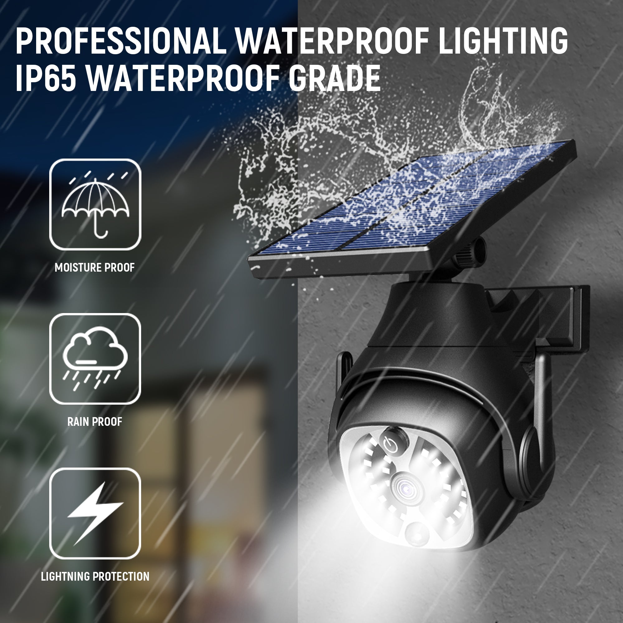 Deamak: 5V Solar Powered Outdoor 6W Courtyard LED W/Out Adjustable Lights with Human Sensing Detection - 300LM - GJB PRODUCTS