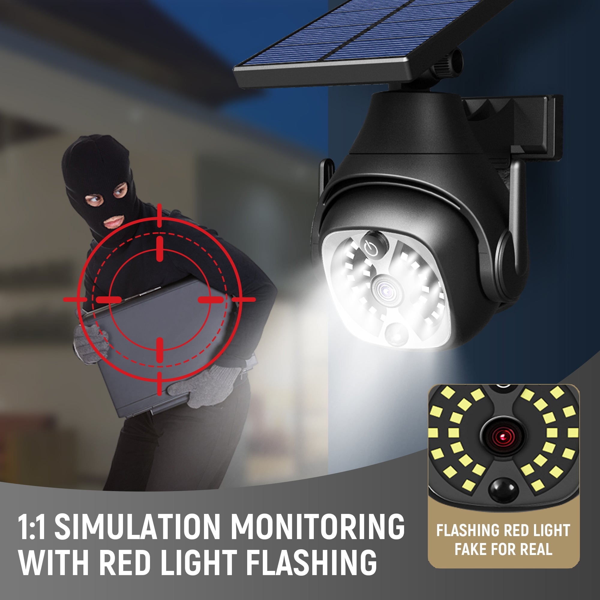 Deamak: 5V Solar Powered Outdoor 6W Courtyard LED W/Out Adjustable Lights with Human Sensing Detection - 300LM - GJB PRODUCTS