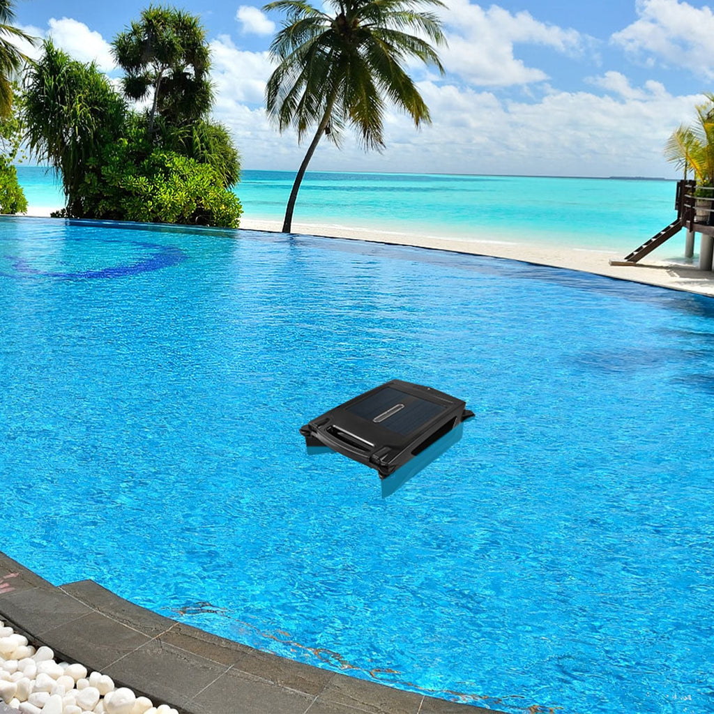 Direct Deals: Solar Powered Robotic Pool Skimmer Automatic Swimming Pool Surface Cleaner With 2 Cleaning Modes Dual Charging Methods IPX7 Waterproof 1937sq.ft Coverage with APP Control - GJB PRODUCTS