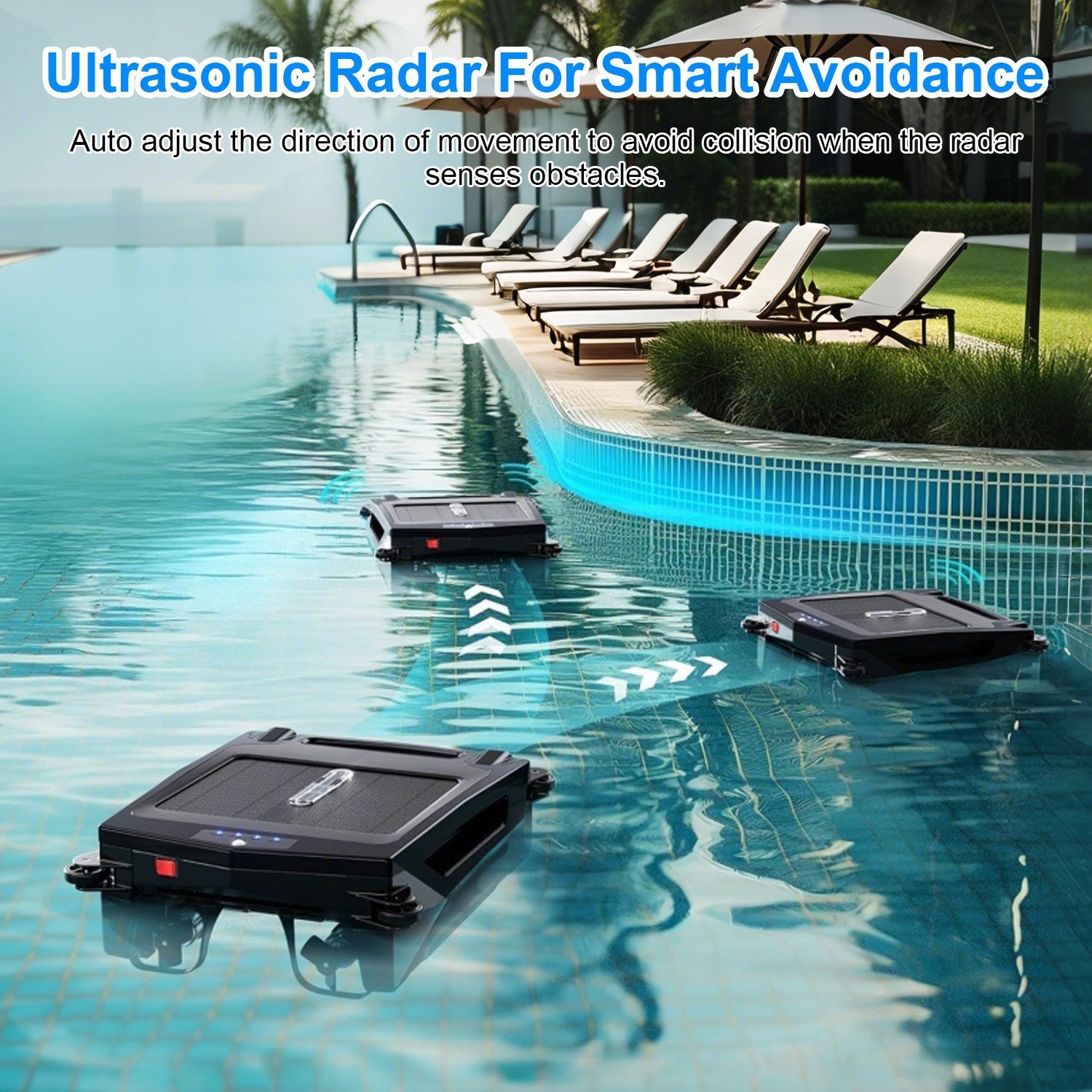 Direct Deals: Solar Powered Robotic Pool Skimmer Automatic Swimming Pool Surface Cleaner With 2 Cleaning Modes Dual Charging Methods IPX7 Waterproof 1937sq.ft Coverage with APP Control - GJB PRODUCTS