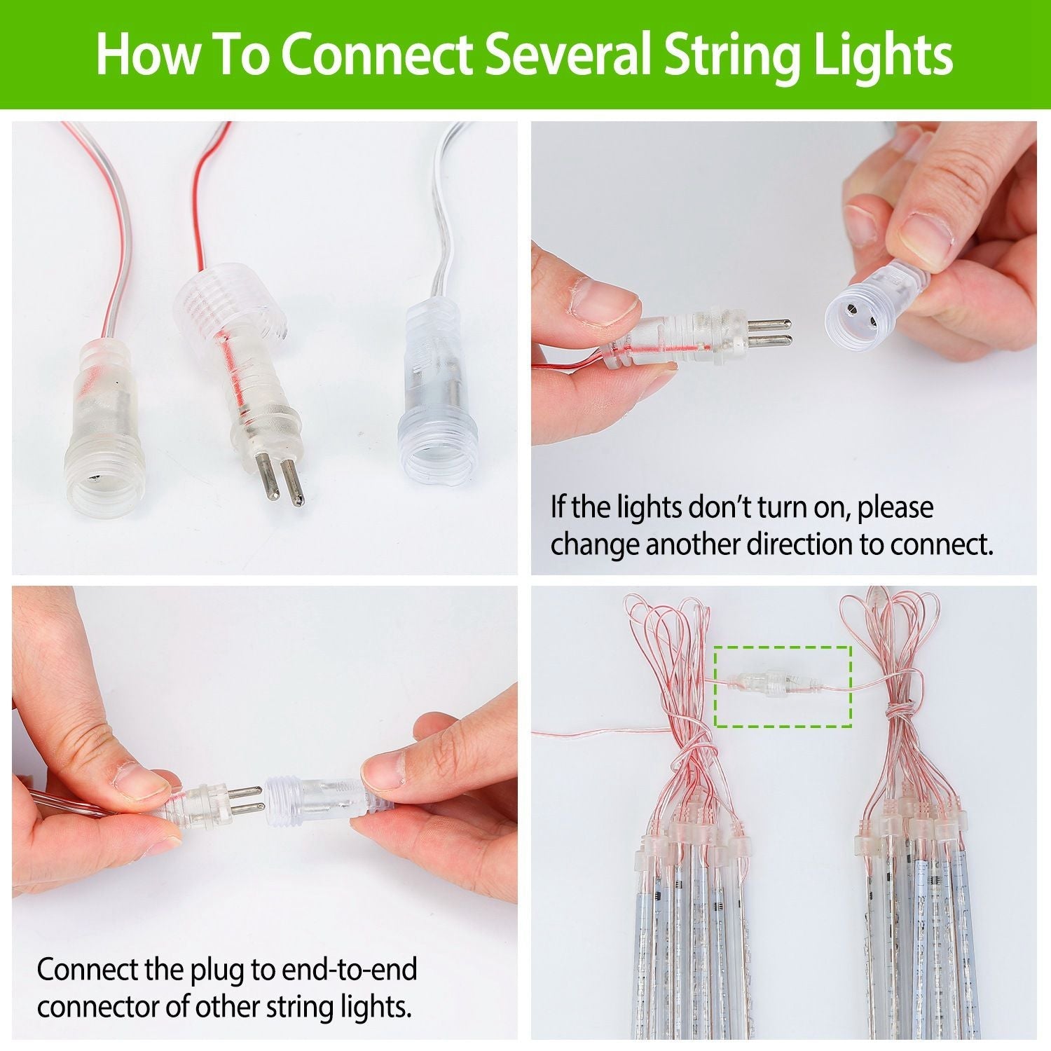 8 Pcs Solar Powered Meteor Shower String Lights Falling Raindrop Tube 9.8ft by Doba