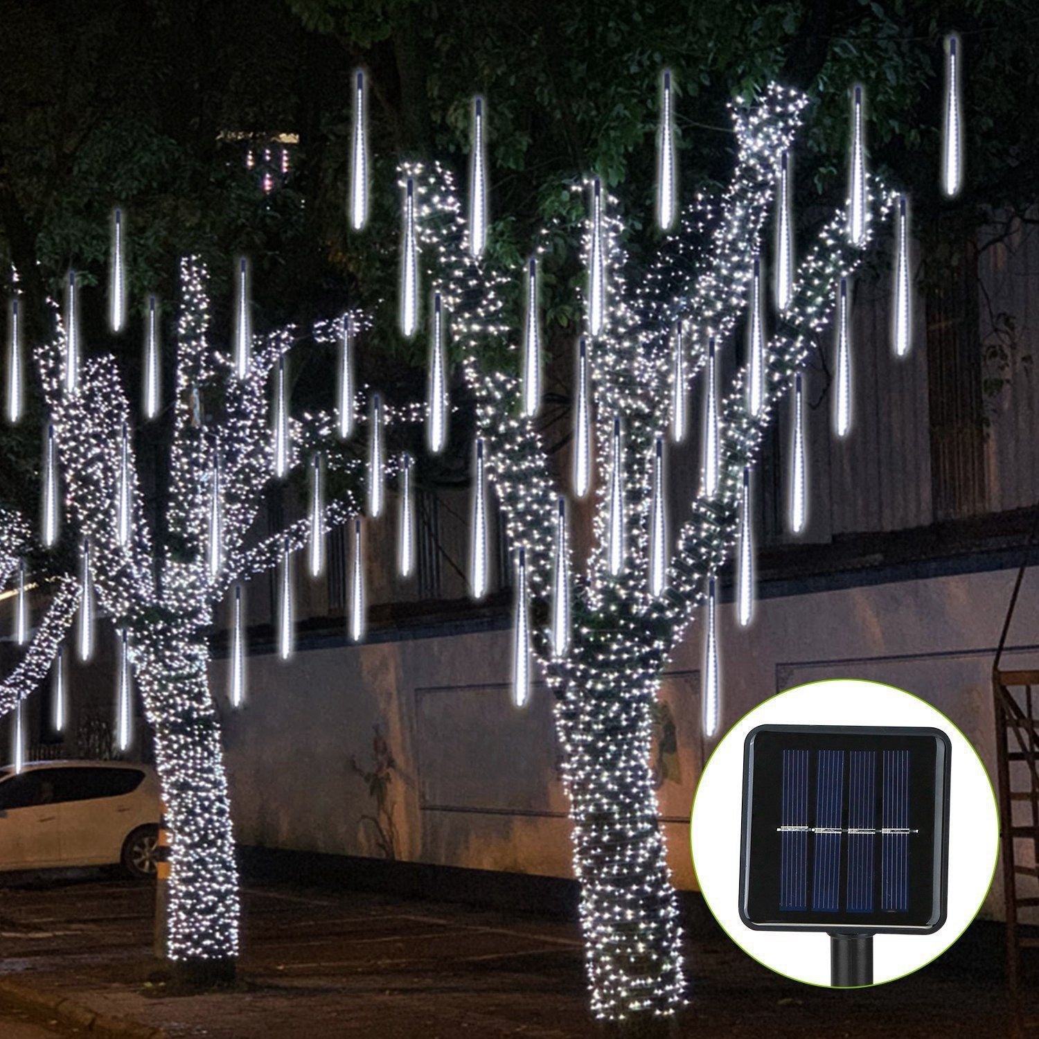 8 Pcs Solar Powered Meteor Shower String Lights Falling Raindrop Tube 9.8ft by Doba