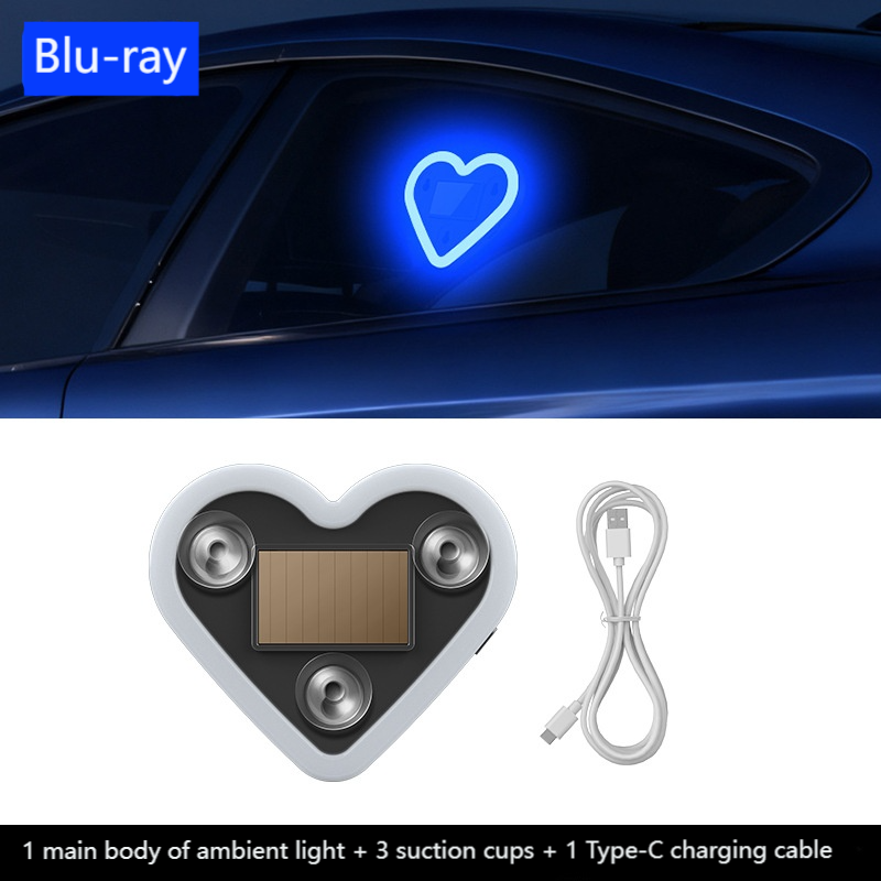 Car solar triangle window peach heart atmosphere light, interior decoration heart heart atmosphere light, heart-shaped LED neon light by Dropsure