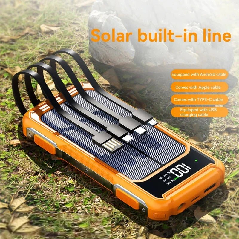 FancyMarket: 50000 - 200000mAh Solar Power Bank — 4 - in - 1 Built - in Cables, Fast Two - Way Charge, Digital Display & LED Emergency Light - GJB PRODUCTS