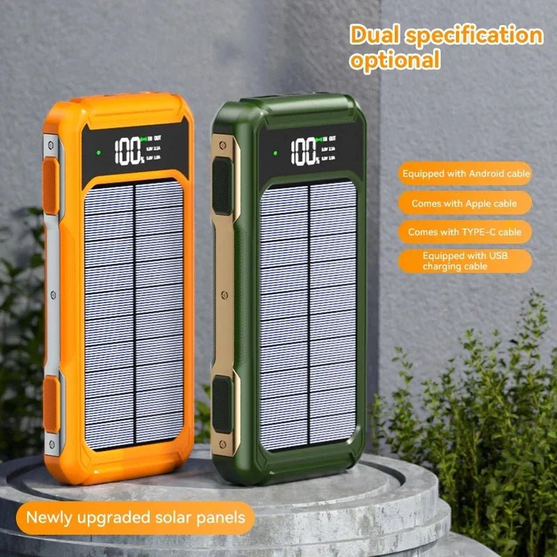 FancyMarket: 50000 - 200000mAh Solar Power Bank — 4 - in - 1 Built - in Cables, Fast Two - Way Charge, Digital Display & LED Emergency Light - GJB PRODUCTS