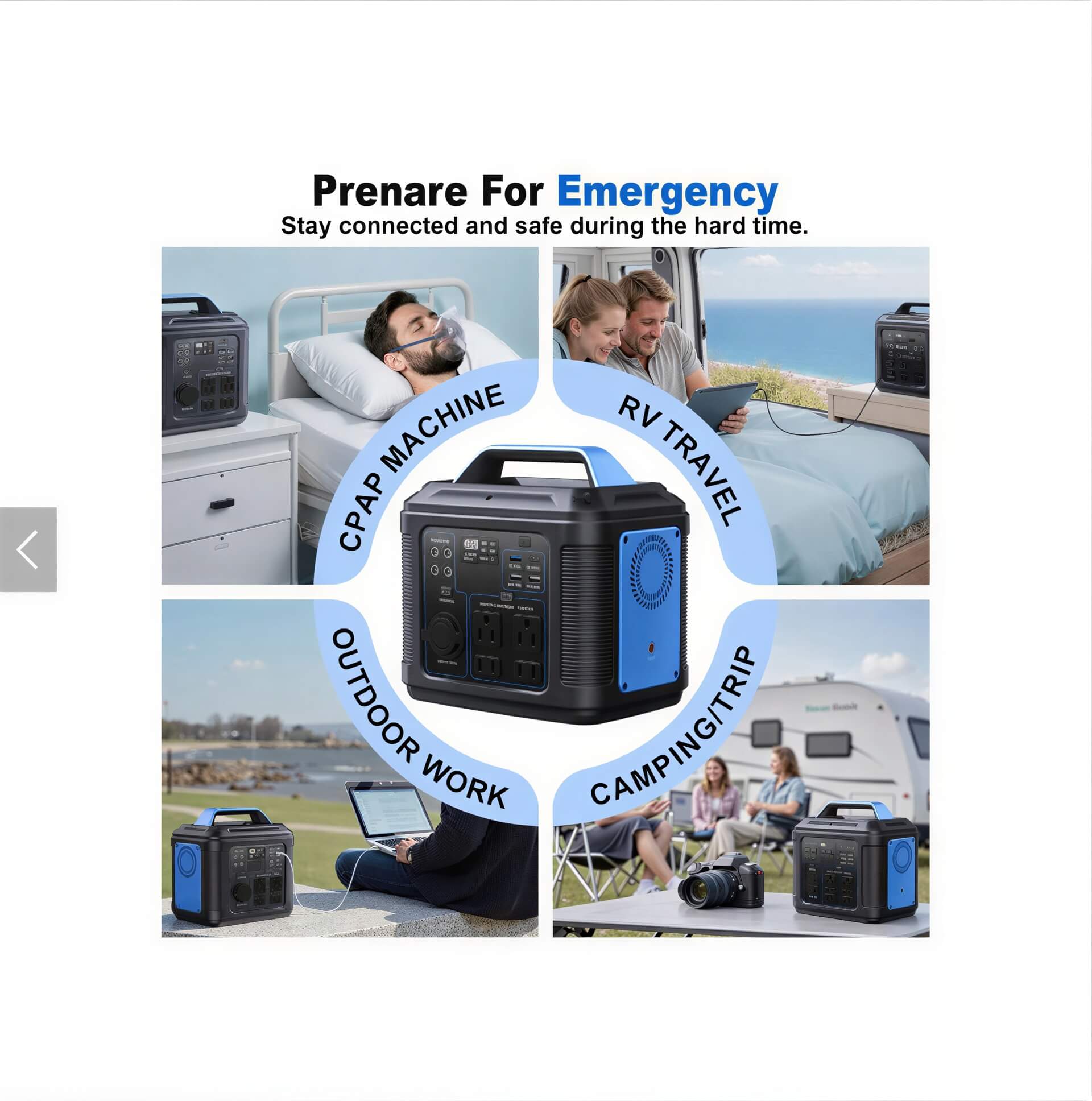 FengShou: Portable 300W Solar Generator with 13 Output/296Wh 80000mAh Lithium Battery with 3 Way - Recharge Option - GJB PRODUCTS