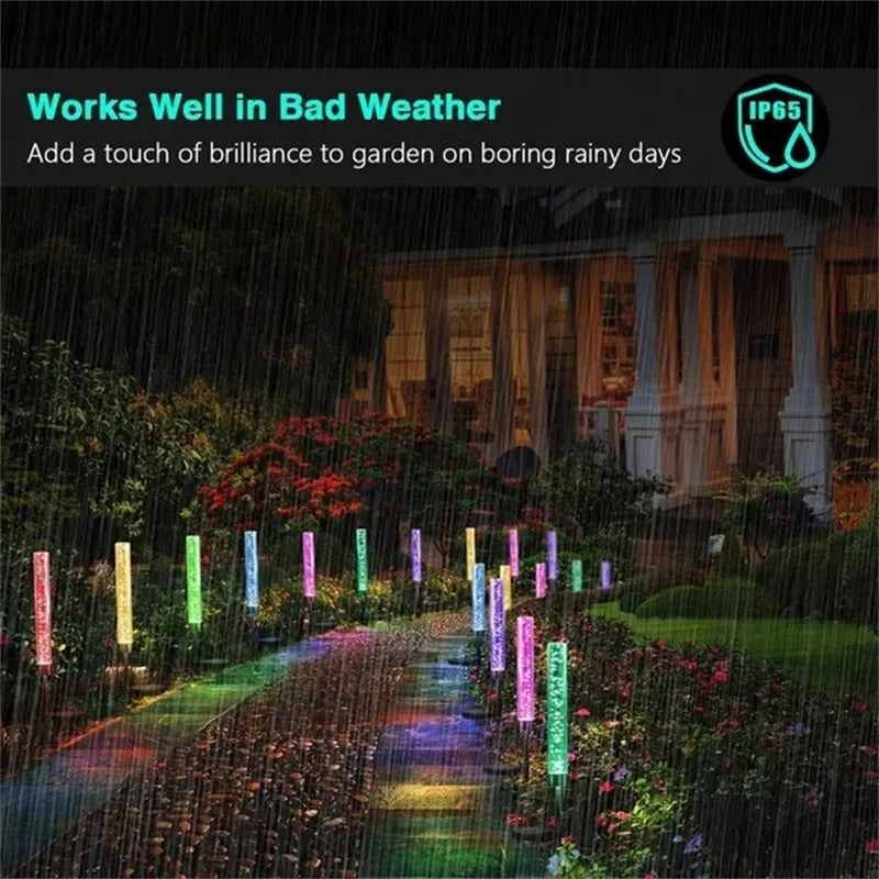 4/2/1PCS Solar Garden Lights Outdoor Solar Tube Lights Solar Acrylic Bubble Light Waterproof RGB Color Changing LED Solar Lights by Dropsure